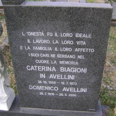 BIAGIONI Caterina nee AVELLINI 1908-1973 :: AVELLINI Domenico 1910-2000 