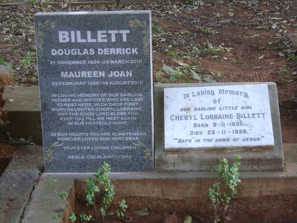 BILLETT Douglas Derrick 1925-2010 &amp; Maureen Joan 1925-2010 :: BILLETT Cheryl Lorraine 1951-1956