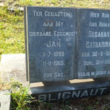 BLIGNAUT Jan 1898-1965 &amp; Susarah Catharina 1909-1991