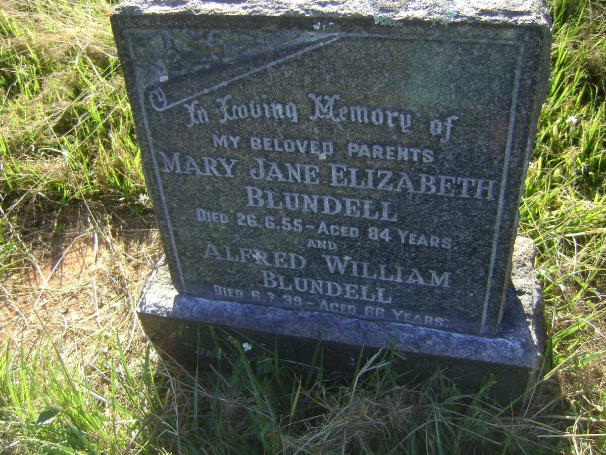 BLUNDELL Alfred William -1939 &amp; Mary Jane Elizabeth -1955