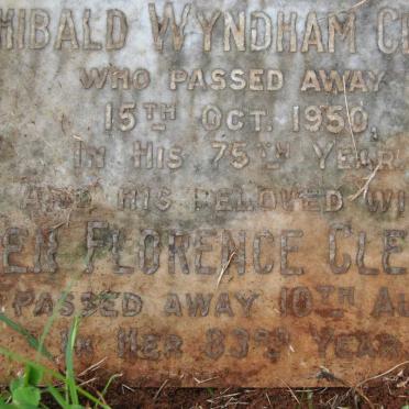 CLEMENT Archibald Wyndham -1950 &amp; Ellen Florence -1957