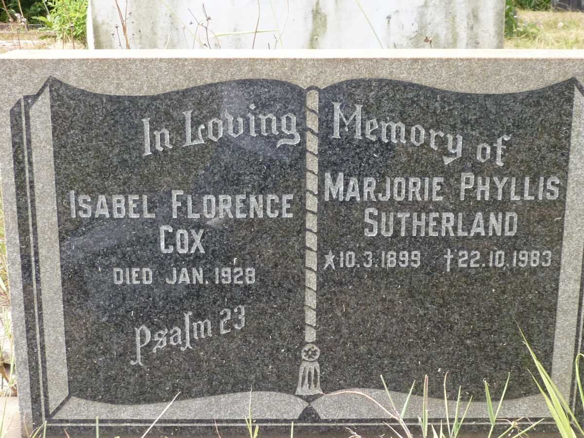 COX Isabel Florence -1928 :: SUTHERLAND Marjorie Phyllis 1899-1983