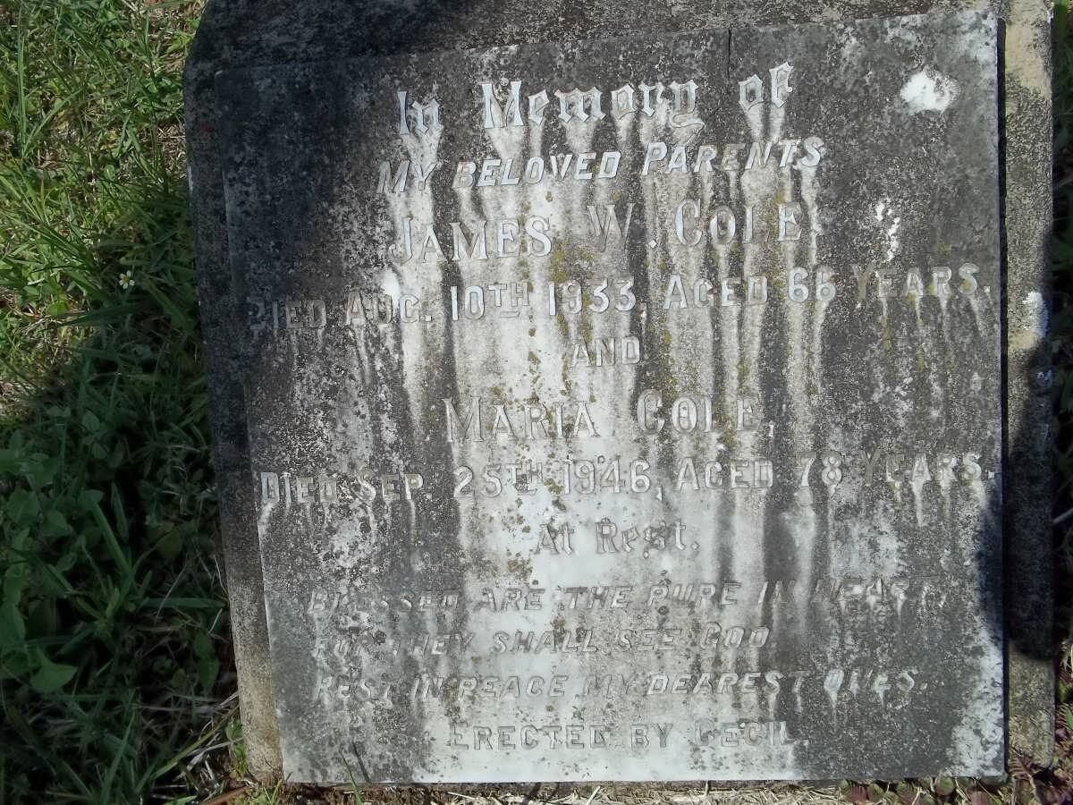 COLE James W. -1933 &amp; Maria -1946
