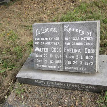 COOK Walter 1894-1968 &amp; Emelina 1902-1972 :: ADRIAAN Mary nee COOK 1933-2005