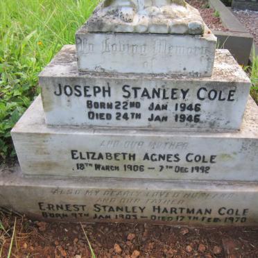 COLE Ernest Stanley Hartman 1905-1970 &amp; Elizabeth Agnes 1906-1992 :: COLE Joseph Stanley 1946-1946 