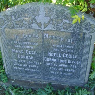 CORNAH Marc Cecil -1953 &amp; Noele Cecile OLIVIER -1989