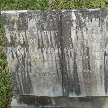 CAMERON Donald -1933 &amp; Margaret -1933
