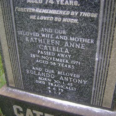 CATELLA Annibale -1945 &amp; Kathleen Anne -1971 :: CATELLA Rolando Antony 1945-1975