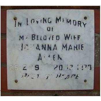 ALLEN Johanna Marie 1911-1979