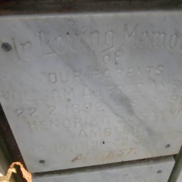 AMBLER William Alfred 1892-1961 &amp; Hendrika Susanna 1891-1980