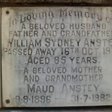 ANSTEY William Sydney -1972 &amp; Maud 1896-1982