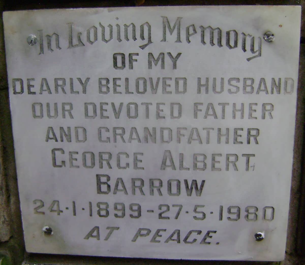 BARROW George Albert 1899-1980