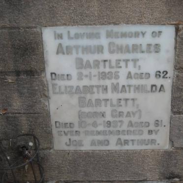 BARTLETT Arthur Charles -1935 &amp; Elizabeth Mathilda GRAY -1937 