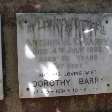 BARRY Anthon R.K. -1965 &amp; Dorothy 1891-1970