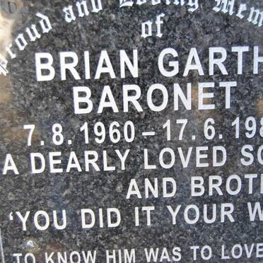 BARONET Brian Garth 1960-1988
