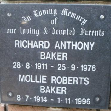 BAKER Richard Anthony 1911-1976 &amp; Mollie Roberts 1914-1996