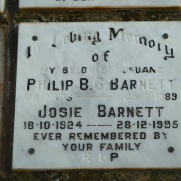 BARNETT Philip B.G. 1913-1989 &amp; Josie 1924-1995