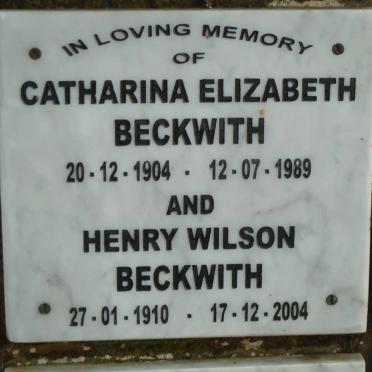 BECKWITH Henry Wilson 1910-2004 &amp; Catharina Elizabeth 1904-1989