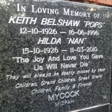 BELSHAW Keith 1926-1996 &amp; Hilda 1926-2010