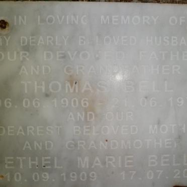 BELL Thomas 1906-1979 &amp; Ethel Marie 1909-2004