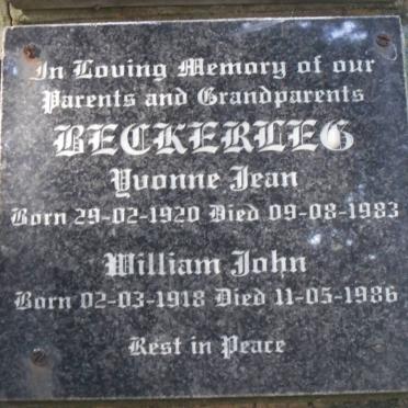 BECKERLEG William John 1918-1986 &amp; Yvonne Jean 1920-1983