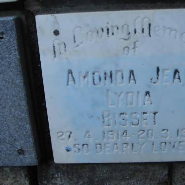 BISSET Amonda Jean Lydia 1914-1987