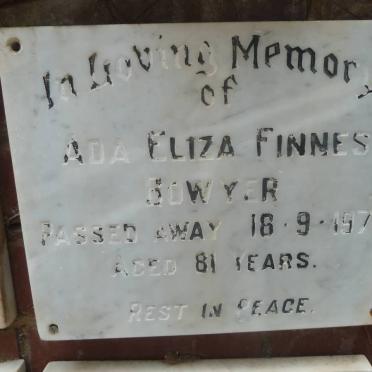 BOWYER Ada Eliza Finnes -1973