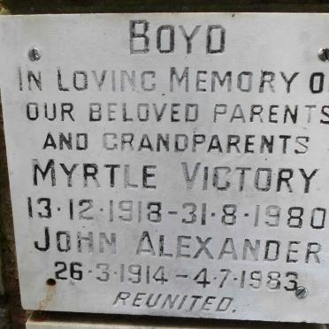 BOYD John Alexander 1914-1983 &amp; Myrtle Victory 1918-1980