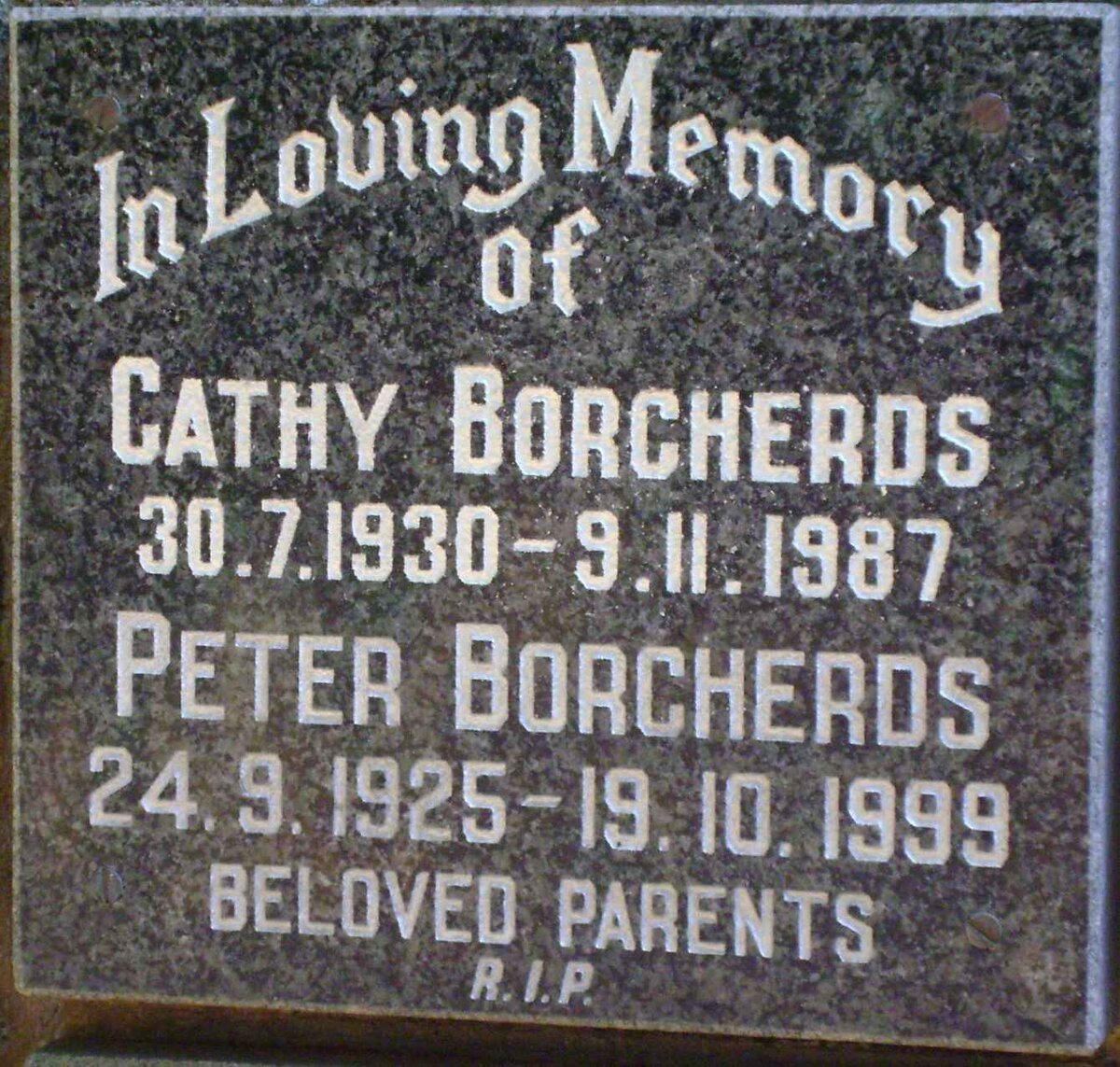 BORCHERDS Peter 1925-1999 &amp; Cathy 1930-1987