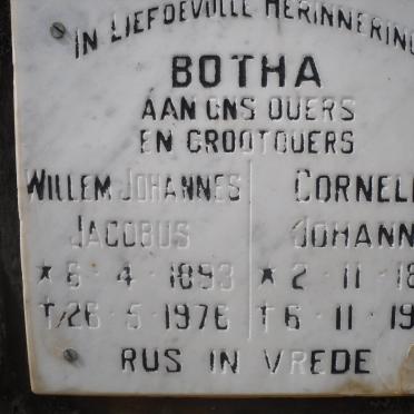 BOTHA Willem Johannes Jacobus 1893-1976 &amp; Cornelia Johanna 1899-1985
