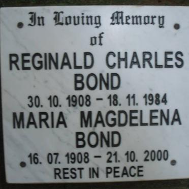 BOND Reginald Charles 1908-1984 &amp; Maria Magdelena 1908-2000