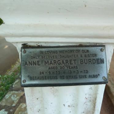 BURDEN Anne Margaret 1952-1973