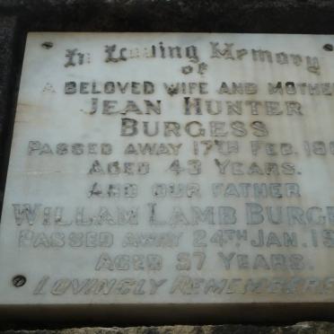 BURGESS William Lamb -1975 &amp; Jean HUNTER -1965