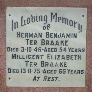 BRAAKE Herman Benjamin, ter -1945 &amp; Millicent Elizabeth -1975