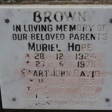 BROWN Ewart John David 1915-1988 &amp; Muriel Hope 1924-1978