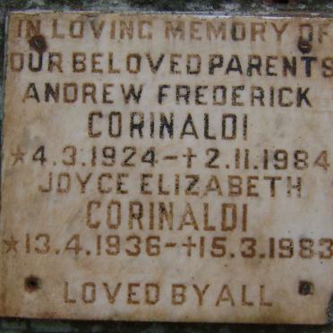 CORINALDI Andrew Frederick 1924-1984 &amp; Joyce Elizabeth 1936-1983