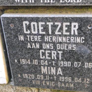 COETZER Gert 1914-1990 &amp; Mina 1920-1996
