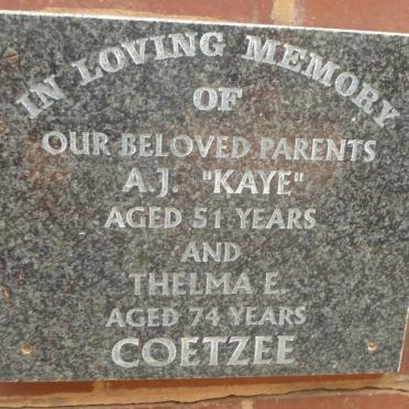 COETZEE A.J. &amp; Thelma E.