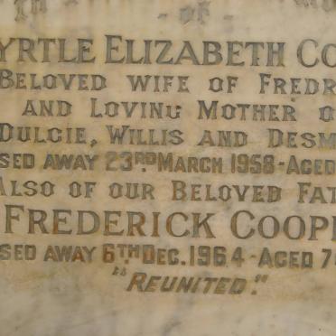 COOPER Frederick -1964 &amp; Myrtle Elizabeth -1958