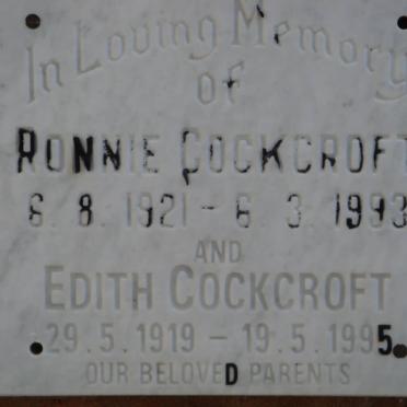 COCKROFT Ronnie 1921-1993 &amp; Edith 1919-1995