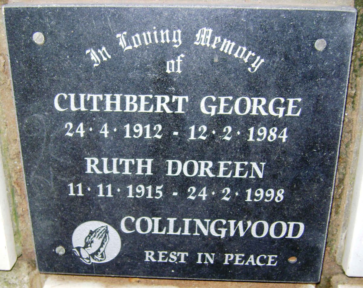 COLLINGWOOD Cuthbert George 1912-1984 &amp; Ruth Doreen 1915-1998