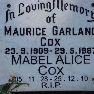COX Maurice Garland 1909-1987 :: COX Mabel Alice 1928-2010