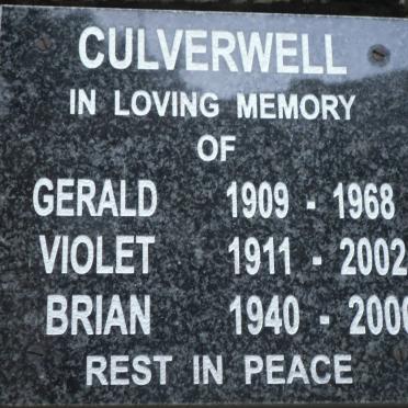 CULVERWELL Gerald 1909-1968 :: CULVERWELL Violet 1911-2002 :: CULVERWELL Brian 1940-2000