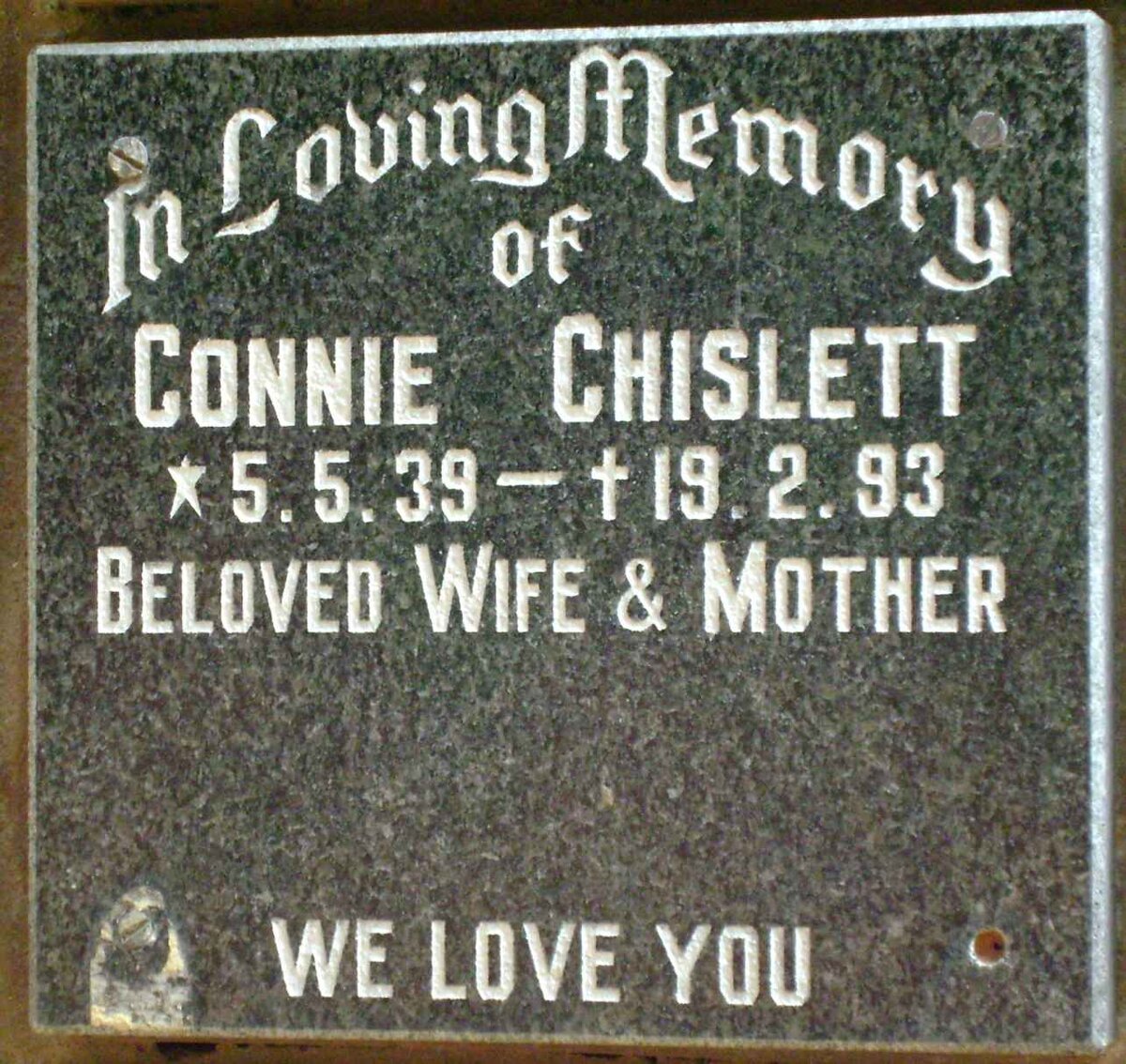 CHISLETT Connie 1939-1993