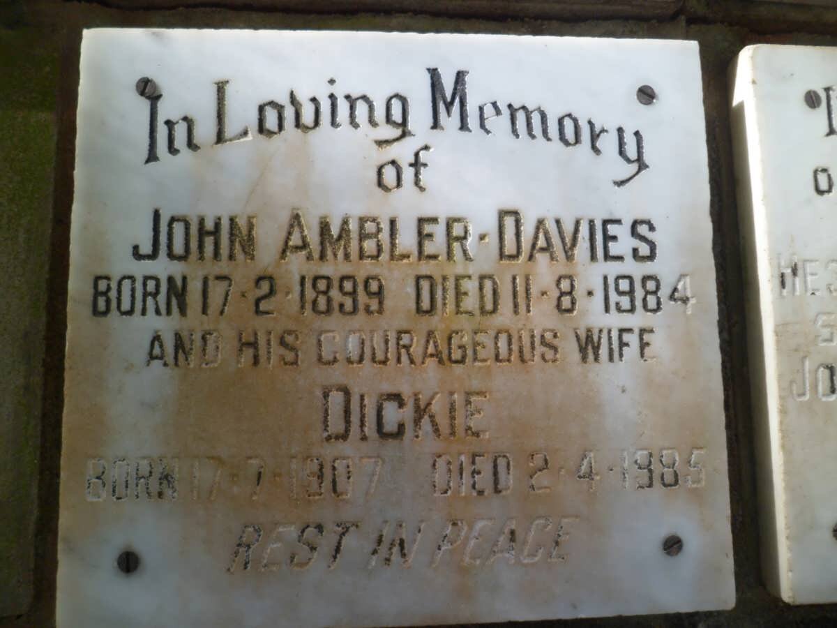 DAVIES John, Ambler 1899-1984 &amp; Dickie 1907-1985