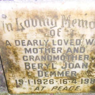 DEMMER Beryl Joan 1926-1981