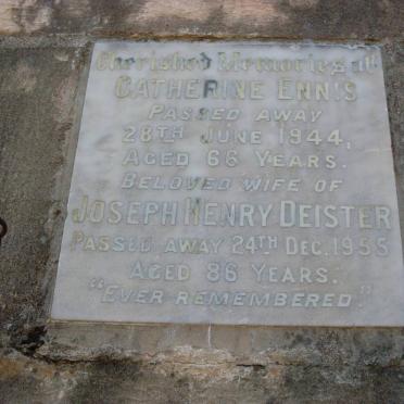 DEISTER Joseph Henry -1955 &amp; Catherine Ennis -1944