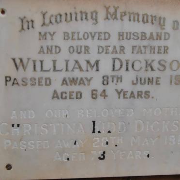 DICKSON William -1958 &amp; Christina KIDD -1968