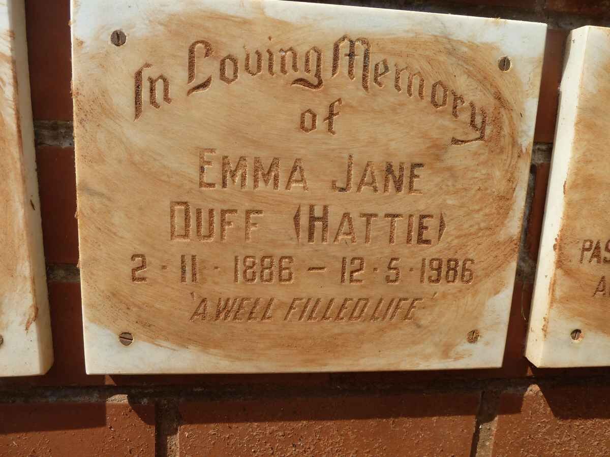 DUFF Emma Jane 1886-1986