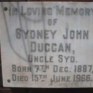 DUGGAN Sydney John 1887-1966